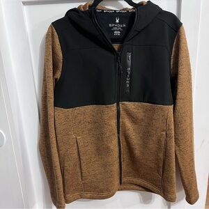 Spyder Men's Full-Zip Hoodie Sweater Fleece Jacket ThermoWeb Saddle Size S NWT